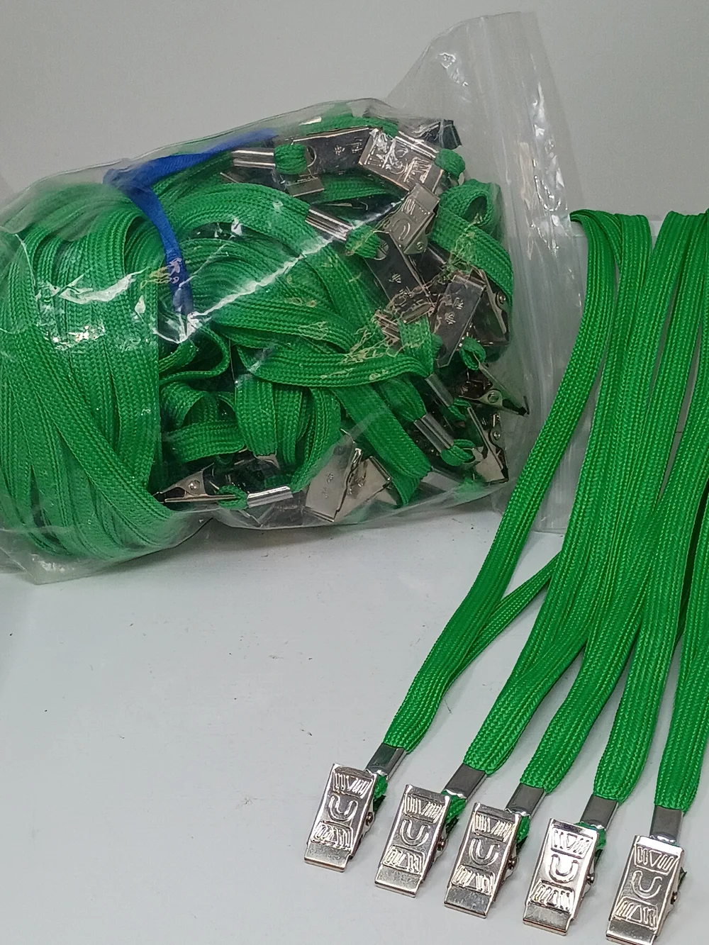 35 Green Badge Lanyards with Metal Clip - Home Party Supplies